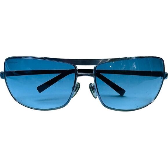 SALVATORE FERRAGAMO Sunglasses Silver Metal Frame Aviator Blue Tint Lenses EUC - Picture 2 of 9